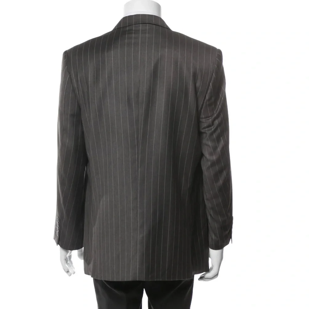 GIANNI VERSACE Vintage 90s Charcoal‎ Pinstripe Spot Coat Blazer